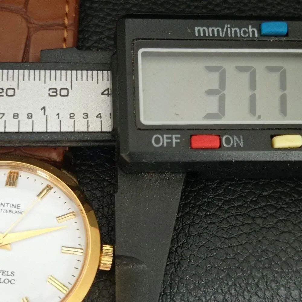 Vintage 1978 Montine Of Switzerland  Manual Mens Gold Watch W/Brown Strap